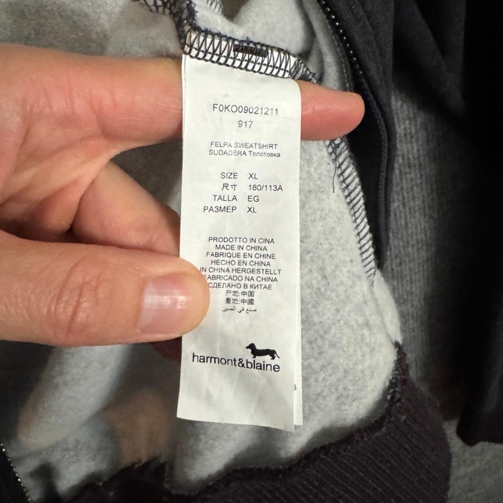 Harmont & Blaine Mens Full Zip Sweatshirt Gray Fleece Mock Neck XL F0KO09021211 - Picture 6 of 10